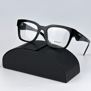NEW Prada PRA10V 16K101 Black Square Unisex Eyeglasses PR A10V